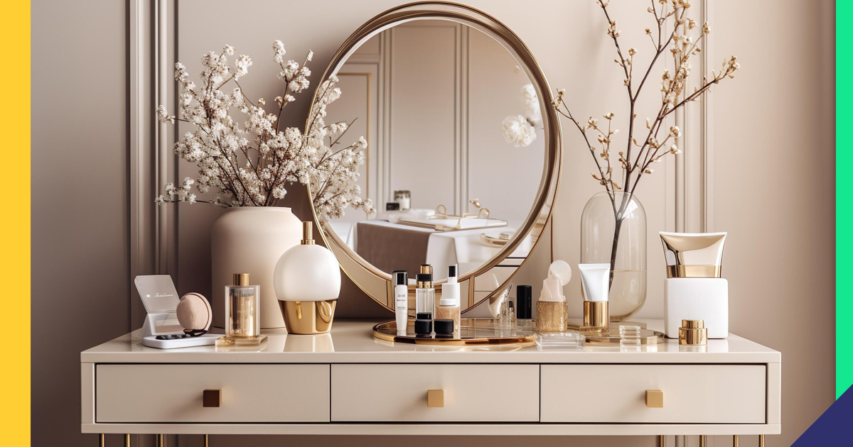 Storage Solutions in dressing table with mirror