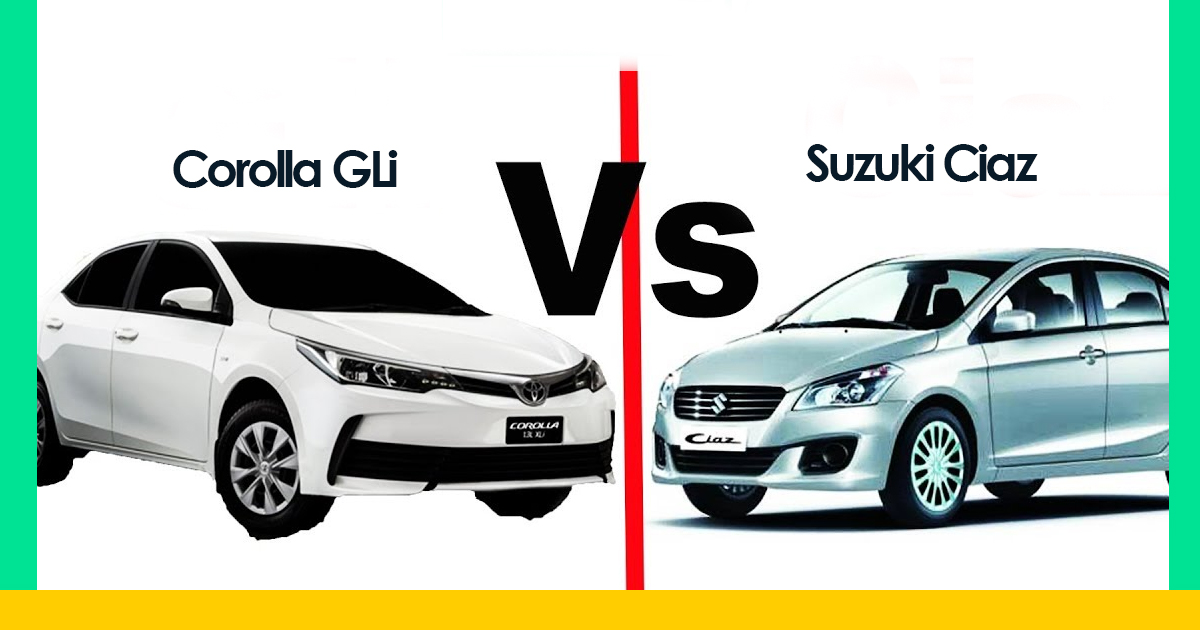 Suzuki Ciaz vs. Corolla GLi