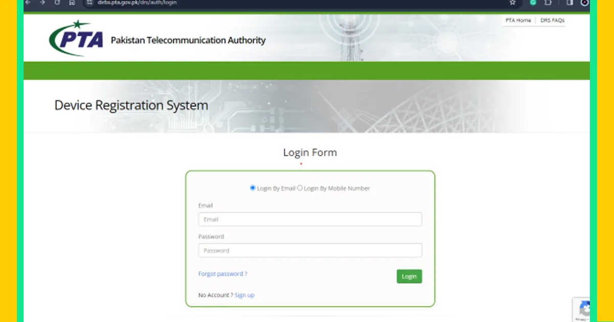 Log in to the PTA DIRBS Portal