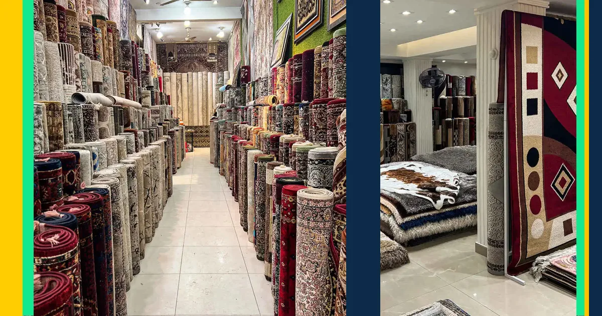 Brand Showrooms showing full room carpet price in pakistan